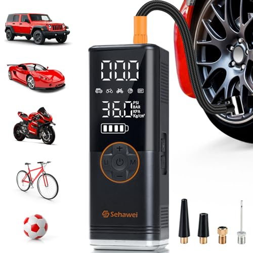 Sehawei Elektrische Luftpumpe mit 20000mAh Akku Luftpumpe für Auto/Fahrrad