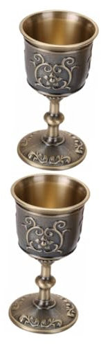 Alipis 2 Piezas Vaso De De Metal Copa De Vino En Vasos Antiguos Cáliz De Vino Tinto Cristalería De La Vendimia Copas De Vino Tinto Minitaza Aleación De Zinc Golden