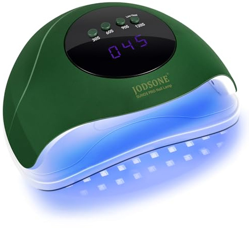 JODSONE Lámpara LED de uñas de gel UV con sensor automático y 4 temporizadores, uso en salón de belleza, herramientas de uñas verde