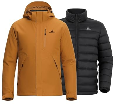 Pioneer Camp Men's 3-in-1 Snow Ski Jacket Puffer Liner Insulated Waterproof Rain Jackets Winter Windbreaker Snowboard Coat
