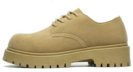 QXDZSW Mäns tjocka Derby arbetsstövlar retro snörning mockaskor tjock sula andas låg-topp industriella vardagsskor