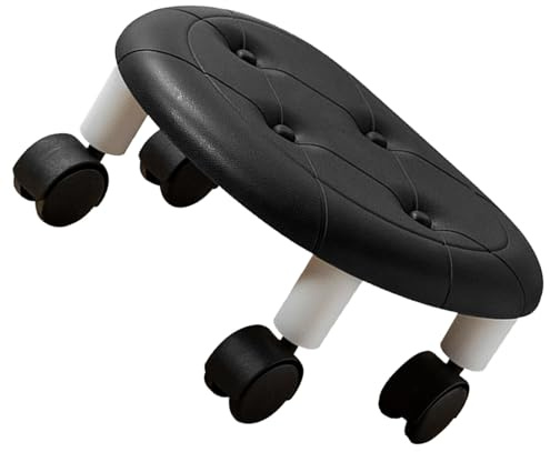 OVAQUIXI Tabouret Roulant Rond Compact, Siège à roulettes Universel, mobilité Facile pour Les Petits Espaces (Black)