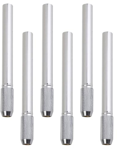 JOINPAYA Extensor de Lápiz de Acero Inoxidable Ajustable 6 Unidades Plateadas para Dibujo Artístico Material Escolar y Oficina Alargador Portátil Compatible Lápices Cortos Adecuado