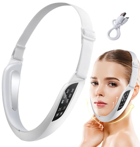 Dispositivo De Belleza De Microcorriente Con Masaje EMS: Herramienta De Levantamiento De Compresas Calientes Para Reafirmar Y Cuidar La Cara En V, Masajeador Facial Portátil Para Tensar La Piel, Rutin