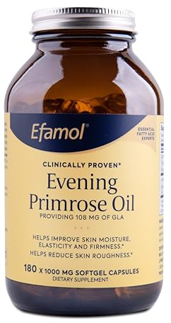 Efamol Pure Evening Primrose Oil - Natural Skin Supplement - Aids with Skin Firmness, Hydration, Wrinkles & Smoothness - with Omega-6 GLA - 180 Softgels