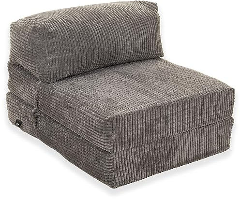 Gilda Jazz Chair Bed Fold Out Futon Single chairbed Mattress Corduroy GREY