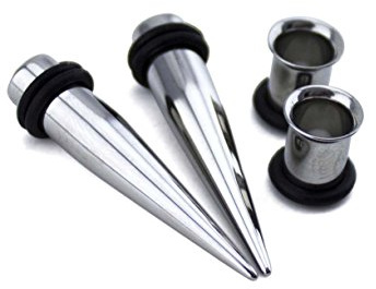 Urban Body Jewelry 1 Gauge Ear Stretching Kit - (1G - 7mm) 2 Steel Tapers & 2 Steel Tunnels (4 Pieces)