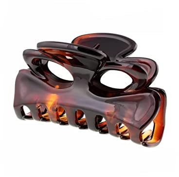 Righe e Pois - Pince française nœud cm 06 DEMI - pince à cheveux - molleton pour cheveux marron écaille - 6 cm - made in France