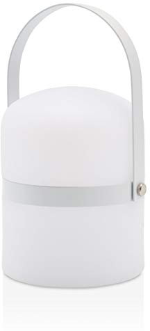 LUUK LIFESTYLE Linterna LED moderna para interiores y exteriores, lámpara de mesa decorativa, inalámbrica y portátil con luz blanca cálida, en blanco