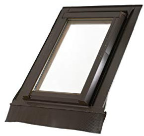 AFG Kunststoff-Dachfenster „SKYLIGHT“ Braun mit Eindeckrahmen mit Rolloaktion (Eindeckrahmen wellig, 66 x 98)