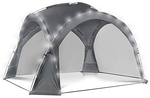 IDMarket - Kuppelzelt grau anthrazit 3,5 m mit LED