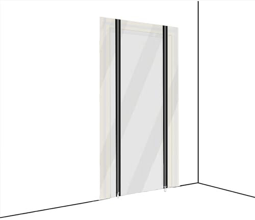 Pangolino Lot de 2 films de protection pour porte anti-poussière avec fermeture éclair [film PE] 1,20 x 2,20 m avec ruban adhésif double face – Variante avec crochet