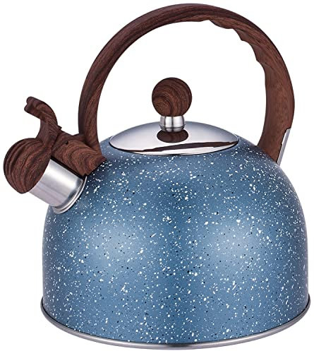 Webao Bollitore a Fischio in Acciaio Inossidabile per Piani Cottura Bollitore per Tè con Impugnatura Ergonomica, 2,5l, Blu Stellato