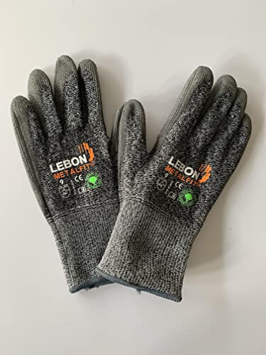 Lebon 1 Paar METALFIT Schnittschutzhandschuhe Grau (9 / L)