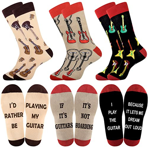 Belloxis Men's Funny Novelty Crew Socks Cotton Gifts Socks UK 9-11 | Novelty Men's Socks in Boyfriend, Cricket, Guitar, Motorcycle, Dad, Funny Cotton Socks for Birthday, Valentine's, Christmas