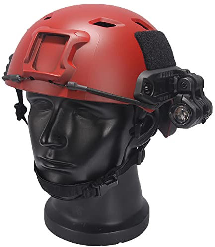 WLXW Casco Rápido Táctico BJ, con Gafas Airsoft, Linterna Táctica Y Soporte, para Hombres, Multicam, Deportes Militares, Paintball, Caza, Tiro,Rojo,C