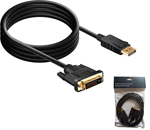 AISHTEC Cable Adaptador Displayport 1.2 a DVI, Cable Displayport a DVI Video Adapter 1080P@60Hz para PC,Laptop,Desktop a Monitor, TV, Proyector - 1,8m, Negro
