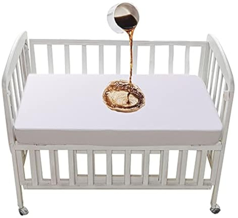 Spannbettlaken 90x55 cm Bettlaken Wasserdicht Matratzenschoner 90x55cm Spannbetttuch Weiß Kleinkind 50x90cm Matratzenbezug Atmungsaktiv Weich Waschbar für Babybett