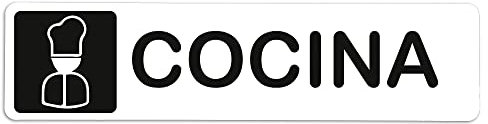 Becral® - Señal adhesiva de PVC COCINA | Placa puerta PVC BLANCO | Señal informativa | Cartel Puerta 200X50mm