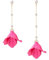 TOFBS Earrings for Women Rose Flower Pendant Pearls Tassel Long Earrings S925 Sterling Silver Hypoallergenic Cubic Zirconia Dangly Drop Boho Statement Petal Earrings Pink