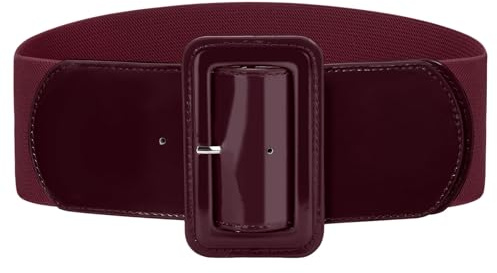 VONMELLI Cinturón ancho elástico vintage para mujer - Cinturón elástico de moda para vestido, borgoña, 80cm (Passt Taillengröße 64-73cm)