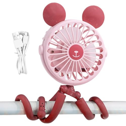 Ventilador portátil para cochecito, ventilador de barra de mango de carrito eléctrico pulpo, clip de trípode flexible portátil eléctrico, ventilador silencioso para uso en cinta de correr