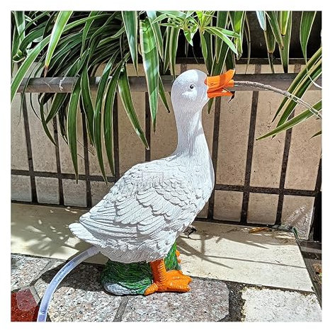 Animal pond fountains, Pond spitters for small ponds, Fish pond water circulation outlet landscaping, Resin material, Garden Decor for Koi pond, with Water pump and Hose, for above ground pools(White)