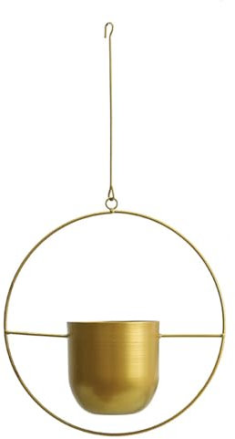 Hängende Pflanzgefäße, Metall Hängende Blumenampel Hängende Pflanzgefäße für Innen- und Außenpflanzen mit Metallhaken Dekoration für Zuhause, Büro (Gold)