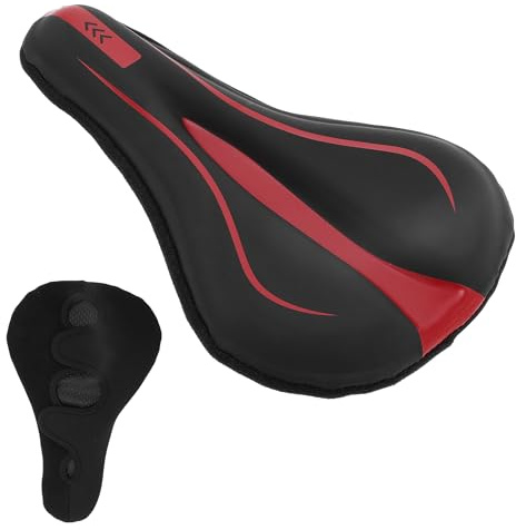 BULLSPANN Copri sella per bicicletta, Coperture in memory foam per sella da bicicletta, Nero Rosso