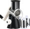 Rotary Cheese Grater Vegetable Slicer - 3-in-1 Rotary Food Slicer Chopper Rotary Round Drum Grater Chopper with 3 Stainless Steel Drums Strong Suction Base