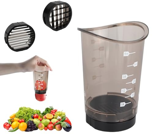 Vegetable Fruit Slicer Cup - Detachable Vegetable Fruit Slicer, Safe and Efficient Strawberry Slicer, Banana Grape Egg Cutter, 3 Types of Cutting Blade, Multifunctional Chopper Salad Kitchen Gadget