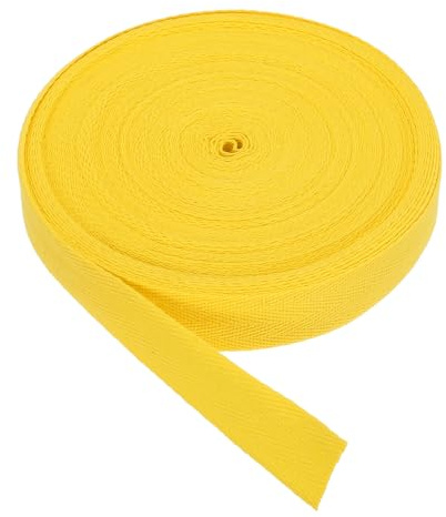 PATIKIL Cinta De Gabardina De Algodón 1 Pulgada 25 Yardas Cinta De Algodón Cinta Sesgada De Refuerzo Tira De Espiga Para Costura Envoltorio De Regalo Artesanía DIY Amarillo Brillante