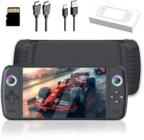 M27 Console de Jeux Vidéo Rétro 256G, Console de Jeu Portable avec 50 000+ Jeux Rétro Intégrés et 30+ Émulateurs, Écran IPS de 7 Pouces, Résolution 600*1024, Joystick 3D Double (Noir)