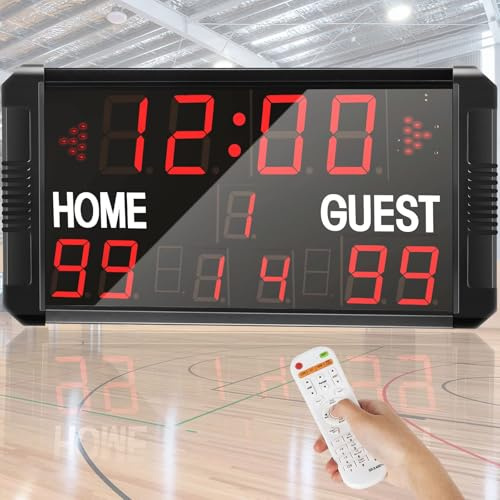 Spolehli Tableau de score multisport LED avec télécommande intérieure murale portable pour basket-ball tennis de table