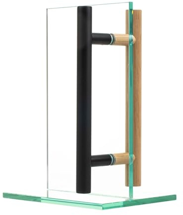 MLS Dörrhandtag för Bastu och SPA, Par Handtag för Dörr, Behaglig Känsla, Handtagskombination av Aluminium & Trä, för Innerdörrar av Glas och Trä, Längd: 250 mm, Borravstånd: 150 mm, Svart