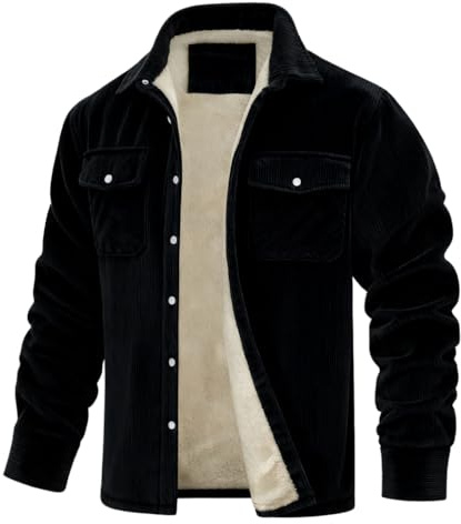 VDDTAGAM Chemise Bucheron Polaire Homme en Flanelle Veste Hiver Chaude Bouton Surchemise à Carreaux (Black,L) VDD65