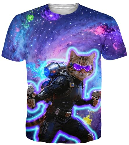 Fanient T-Shirt 3D Motif imprimé Manches Courtes Sportswear T-Shirt Homme | Impression 3D fantaisie, T-shirts cool, col rond, manches courtes, style urbain, doux, respirant, pour femmes adultes, été