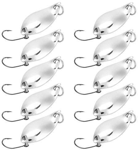 AMONIDA 10 Pièces Ensemble de Leurres de Pêche Appâts Wobbler Durables Attirer Les Poissons pour Les Amateurs de Pêche Métal Or et Argent 3.2 Cm