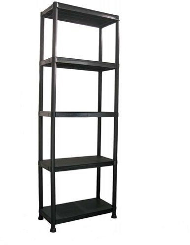 5 Tier 60cm Wide Heavy Duty Black Plastic Shelving Unit Storage Organiser Garage Home Pantry Racking Shelf Shelves Workbench Workman Bays Racking Tools Paint Stationary Parts (1)
