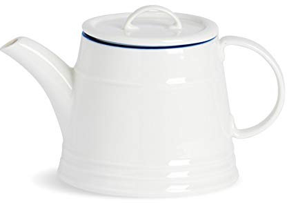 Nicola Spring Country White Teapot with Blue Rim - 900ml
