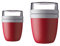 Mepal - Lunchpot Ellipse Duo Pack - Praktischer Müslibecher, Joghurtbecher, To Go Becher - Geeignet für Tiefkühler, Mikrowelle & Spülmachine - 300 & 500 ml - Nordic Red