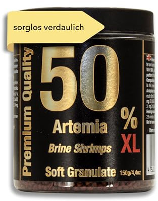 Premium XL Fischfutter Aquarium mit 50% Artemia [FÜR WACHSTUM & FARBENPRACHT] - sehr gut verträgliches Softgranulat [300ml] - Aquarienfischfutter, Kampffisch Futter, Garnelenfutter