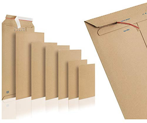 WPTrading - 50 Stück Wellpappe Versandtaschen DIN A4 250 x 353 mm (SW40) selbstklebend in Braun - Pappe Versandtasche aus Karton für Büchersendung reißfest - Warensendung Versandverpackung für Bücher