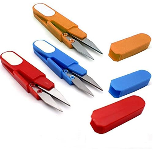 Froiny Sewing Snippers 3 Pcs Plastic Handle Safety Cover Sewing Scissors Thread Embroidery Cross-stitch U