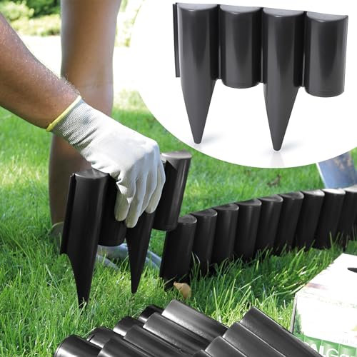 GardenPlast® PalGarden - Bordatura da Giardino per prato Bordura per Aiuole in Plastica Palizzata effetto legno - 5 m - Nero