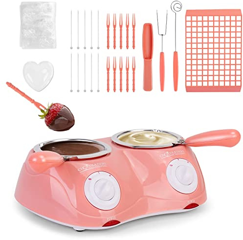 Outamateur Chocolate Melting Pot Electric Chocolate Fondue Mini Fondue Candy Maker with Double Melting Pot for Milk Chocolate,Cheese,Butter,Candy