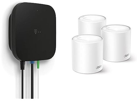 Telekom Glasfaser Modem 2 + TP-Link Deco X50 Wi-Fi 6 Mesh WLAN Set(3 Pack), AX3000 Dualband Router & Repeater (Reichweite bis zu 604m²)
