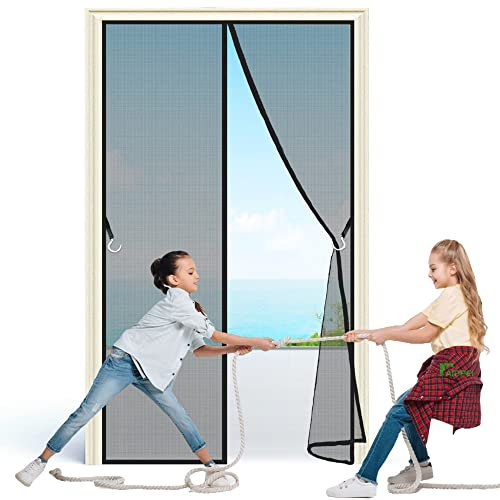 Fliegengitter Balkontür, 250x235 cm Automatisches Schließen Insektenschutz für, Full Frame Klettverschluss,für Innenhof Eingangs Schlafzimmer tür, Anthrazit P