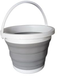 heekin 5L Faltbarer Eimer，falteimer aus Kunststoff für Autowäsche, Camping im Freien, Wasserauffang, Kinderspiel, Tierfütterung, Reinigung, runder Grauer Falteimer（grau）