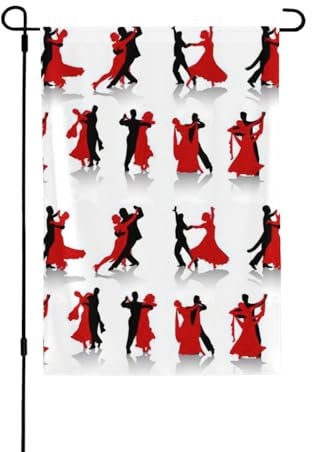 BREAUX Drapeau de jardin imprimé de danse de bal, drapeau de terrasse, drapeau décoratif extérieur, 71,1 x 102,1 cm, noir